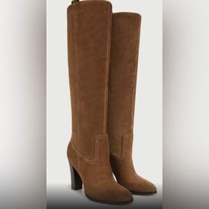 Veronica Beard Vesper Wide Calf Boot - Mocha Brown Suede 10M